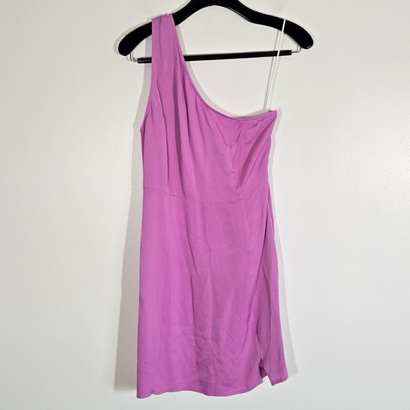 NWT The Wolf Gang Montana One Shoulder Mini Dress in Lotus Pink XS - Picture 4 of 9
